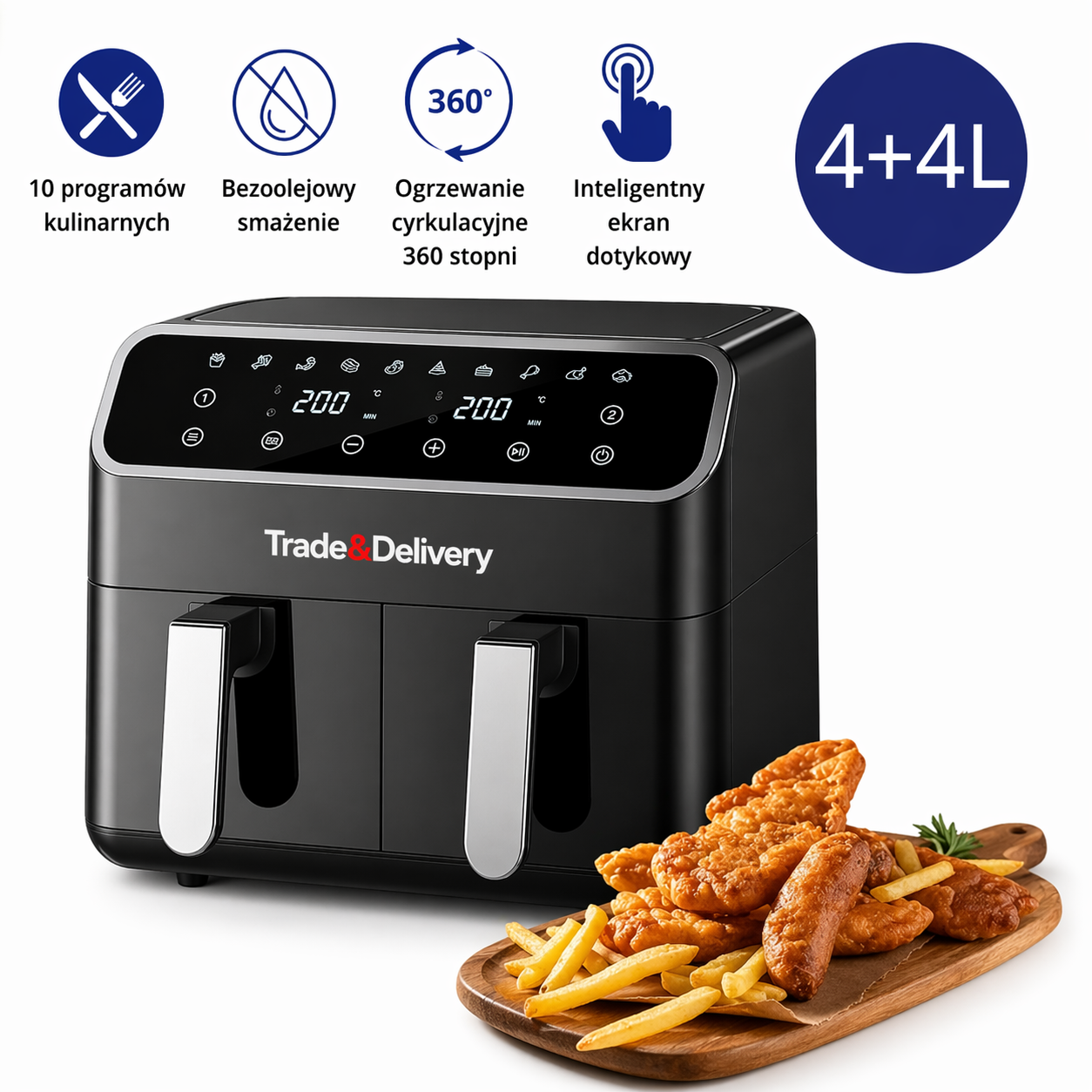 frytkownica beztłuszczowa 2 kosze 8l air fryer