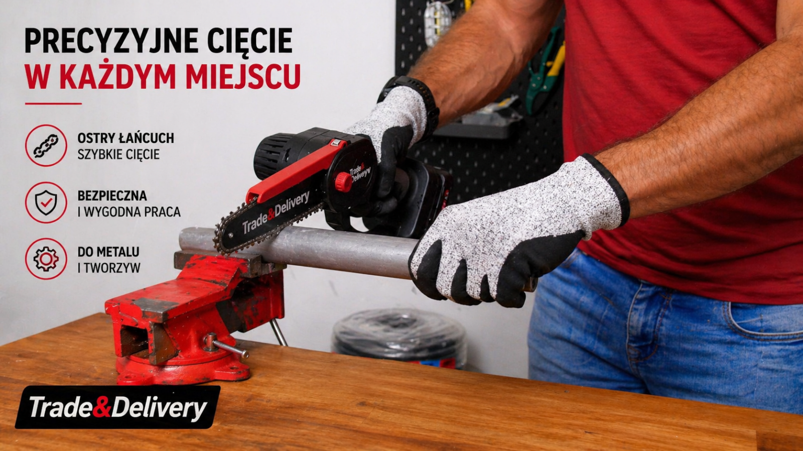 Mini piła łańcuchowa akumulatorowa 21V do gałęzi - obrazek 2