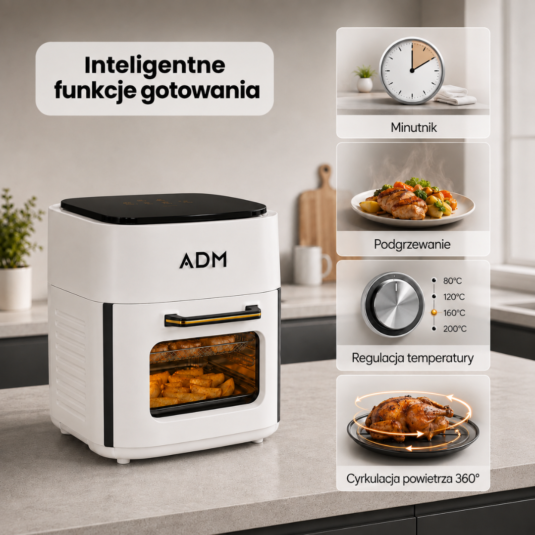 Frytkownica beztłuszczowa z piekarnikiem i cyrkulacją 360° – Trade&Delivery